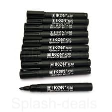 Image of Permanent Marker Pens Black - Bullet Tip - High Quality Fine Waterproof Markers 