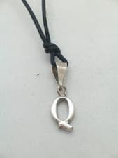 Image of Initial Pendant - Q - In 925 SILVER - Alphabet Letter Necklace