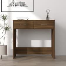 Image of Desk Brown Oak 80x40x75cm Engineered Wood Writing Table Home Office