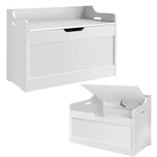 Image of 2 in 1 Wooden Toy Box Kids Storage Bench Seat Safety Close Chest White