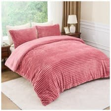 Image of Fleece Osum Ribbed Duvet Quilt Covers Pillowcase Thermal Teddy Bear Bedding Set