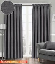 Image of Thermal Pencil Pleat Curtains Westwood Textured Semi Plain Dim Out Ready Made