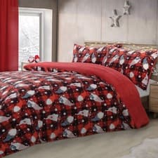 Image of Gonks Teddy Duvet Sets 100% Polyester Made in China Red Plaid Design Comfortable