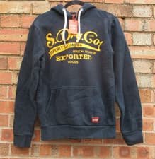Image of Super Dry Hoody Vintage Premium Hoodie Small 40" Superdry Eclipse Navy BNWTs