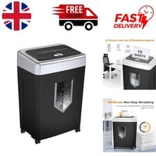 Image of Quiet 15-Sheet Cross Cut Shredder with 30-Minute Runtime - Ideal for Offices