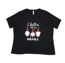 Image of Chillin with My Gnomies Funny Graphic Holiday Festive Christmas Shirt Black M