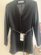 Image of Zara black belted blazer size L