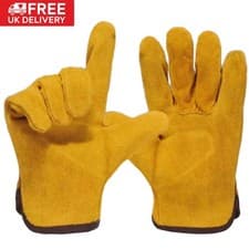 Image of Welding Gloves Short Cuff Tig Mig Gauntlet Leather Heat Resistant Mittens UK
