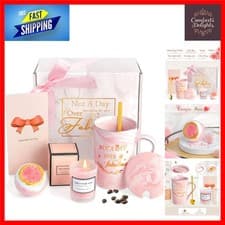 Image of Chic Pink Coffee Mug & Spa Set: Bath Bombs and Candles for Relaxation