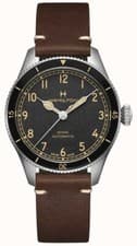 Image of NEW HAMILTON KHAKI AVIATION PILOT PIONEER AUTOMATIC 38MM BLACK DIAL H76205530
