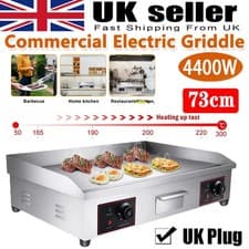 Image of 73cm Large Commercial Electric Griddle Countertop Hot Plate Bacon Grill Kitchen