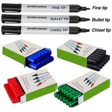 Image of Whiteboard Marker Dry Wipe Pens ✔3 Tips ✔4 colours ✔Board Metal Glass Wipe Clean