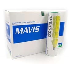 Image of YONEX Mavis 10 Shuttle Cock (Yellow) - Green Cap | WHOLE BOX (Pack of 10 Tubes)