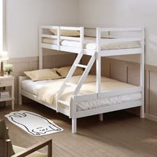 Image of Solid Pine Wood Triple Bunk Bed 3ft Single 4ft6 Double Children White Bed Frame