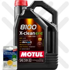 Image of Motul 8100 X-Clean EFE 5W-30 C2/C3 Car Engine Oil 5 Litre 5L + 5L SCREENWASH TAB