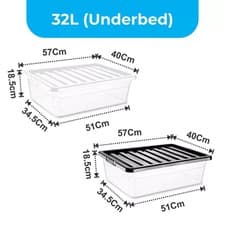 Image of Plastic Storage Boxes With Clear Black Lids Home Office Stackable Container Bins