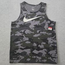 Image of Nike Mens Dri-FIT Camo Tank Top Grey Black Swoosh BQ1844-021 Large NWT