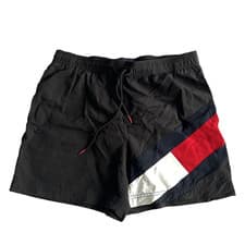 Image of Tommy Hilfiger Men's SF Medium Drawstring Swimming Trunks Long, Black