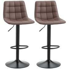 Image of HOMCOM Bar Stools Set of 2 Adjustable Counter Barstools W/ Footrest Brown