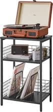 Image of YMYNY 3 Tier End Table, Record Player Stand with Storage, Industrial Tall Side T