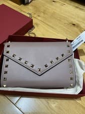 Image of Valentino Rockstud Leather Envolope Clutch Bag Brand New With Tags