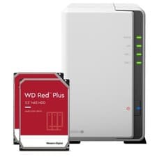 Image of Synology DS223j 2-Bay NAS + 2x 4TB WD Red Plus HDD (8TB) Installed