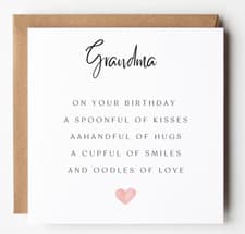 Image of Grandma Poem Birthday Card, Message Birthday Card, Pink Heart,