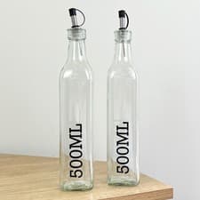Image of Olive Oil and Vinegar Set Dispenser Bottles 500ml Glass Table Condiment Cruet