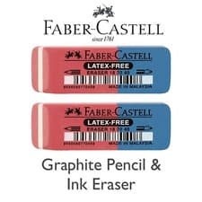 Image of 2 x Faber-Castell Eraser 187040 Duel Ended for Ink & Pencil