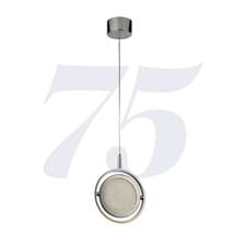 Image of 1 Light LED Ring Chrome Finish Ceiling Fitting Pendant with Crystal Sand Shade