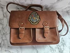 Image of Harry Potter Hogwarts Brown Faux Leather Messenger Satchel Shoulder Bag