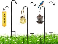 Image of 6pc Shepherds Crook Hooks Adjustable Metal Garden Stand Poles Hangers Stake 76cm