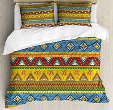 Image of Aztec Duvet Cover Set Folk Motif Mexican Sun