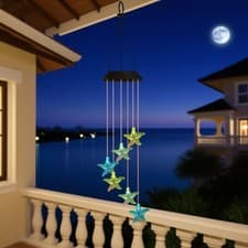 Image of Waterproof Solar Starfish Wind Chimes with Color Changing LED Lights for Garden