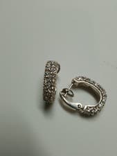 Image of Sterling Silver Pave Set Cubic Zirconia Earrings Hallmarked London 925 Solid
