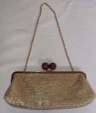 Image of ACCESSORIZE SHINY GOLD WEDDING EVENING COCKTAIL PARTY FRAME CLUTCH BAG