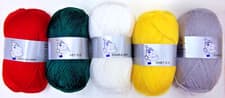 Image of Woolyhippo Double Knit Wool Xmas Pack 5 x 100g Green Gold Silver White Red