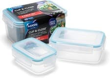 Image of Addis 503042 Clip & Close Rectangle Food Storage Set, 3 Piece Set, Color-clear
