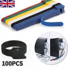Image of 100xReusable Ties Hook and Loop Fastener Tape Nylon Cable Ties Straps UK