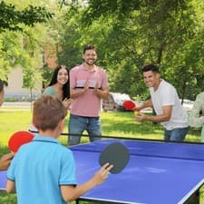 Image of 9FT Table Tennis Table, with Cover, Balls, Net, Two Paddles - Blue
