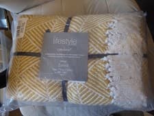 Image of Brand New mustard and cream throw by Emma Barclay 70" x 100"