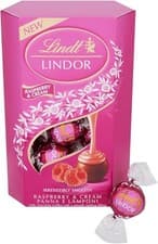 Image of Lindt Lindor Raspberry and Cream Chocolate Truffles – 200g Box (16 Balls)