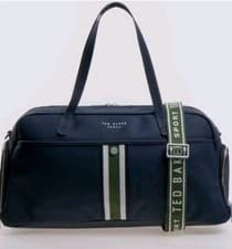 Image of Ted Baker Sport Duffle Bag Navy Blue Shoulder Strap Zip Pockets