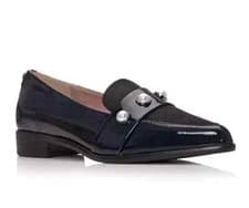 Image of Moda in Pelle Felish Womens UK 3 EU 36 Black Leather Pearl Embellished Loafer Sh