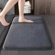 Image of Super Absorbent Bath Mat Coral Velvet Non Slip Bathroom Floor Mat Door Mat Rug