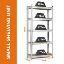 Image of GARAGE SHELVES SHELVING 5 TIER UNIT RACKING BOLTLESS HEAVY DUTY STORAGE SHELF