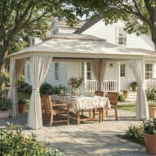 Image of 3 x 4 m Garden Gazebo with Netting and Curtains, UPF50+ Patio Gazebo
