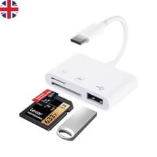 Image of USB C SD Card Reader Adapter, Compatible with iPad, Mac, iPhone 15, Galaxy S20.