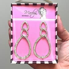 Image of Marilyn Monroe 2010 Rhinestone Teardrop Pierced Earrings NEW in Box