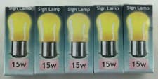 Image of 5x YELLOW Crompton 15W BC B22 240Volt PYGMY Lamp 15 Watt Bulb SIGN 